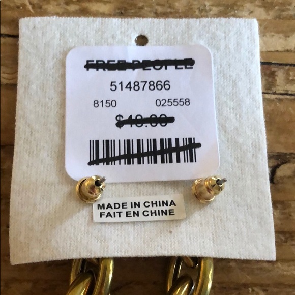 NWT Free People Serefina Link Dangle Earrings Gold - Picture 6 of 6